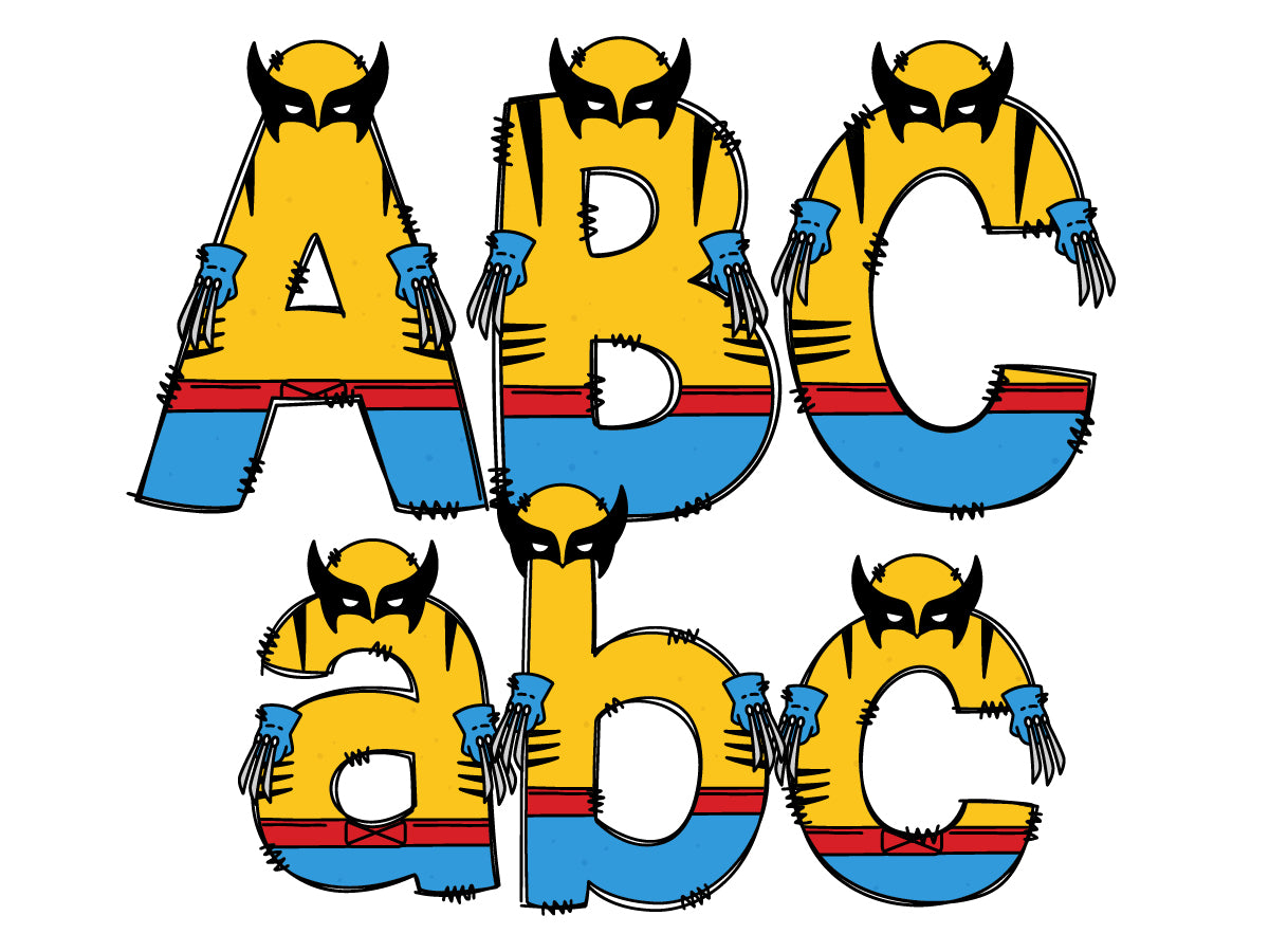 Super Hero Name Alphabet Doodle Letters