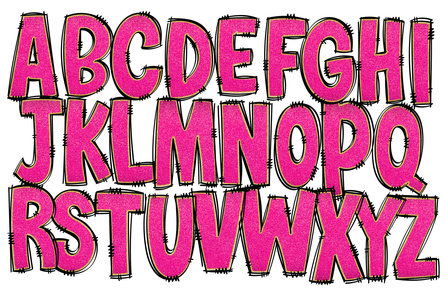 Barbie Alphabet Doodle Letters with Matching Clip Art.
