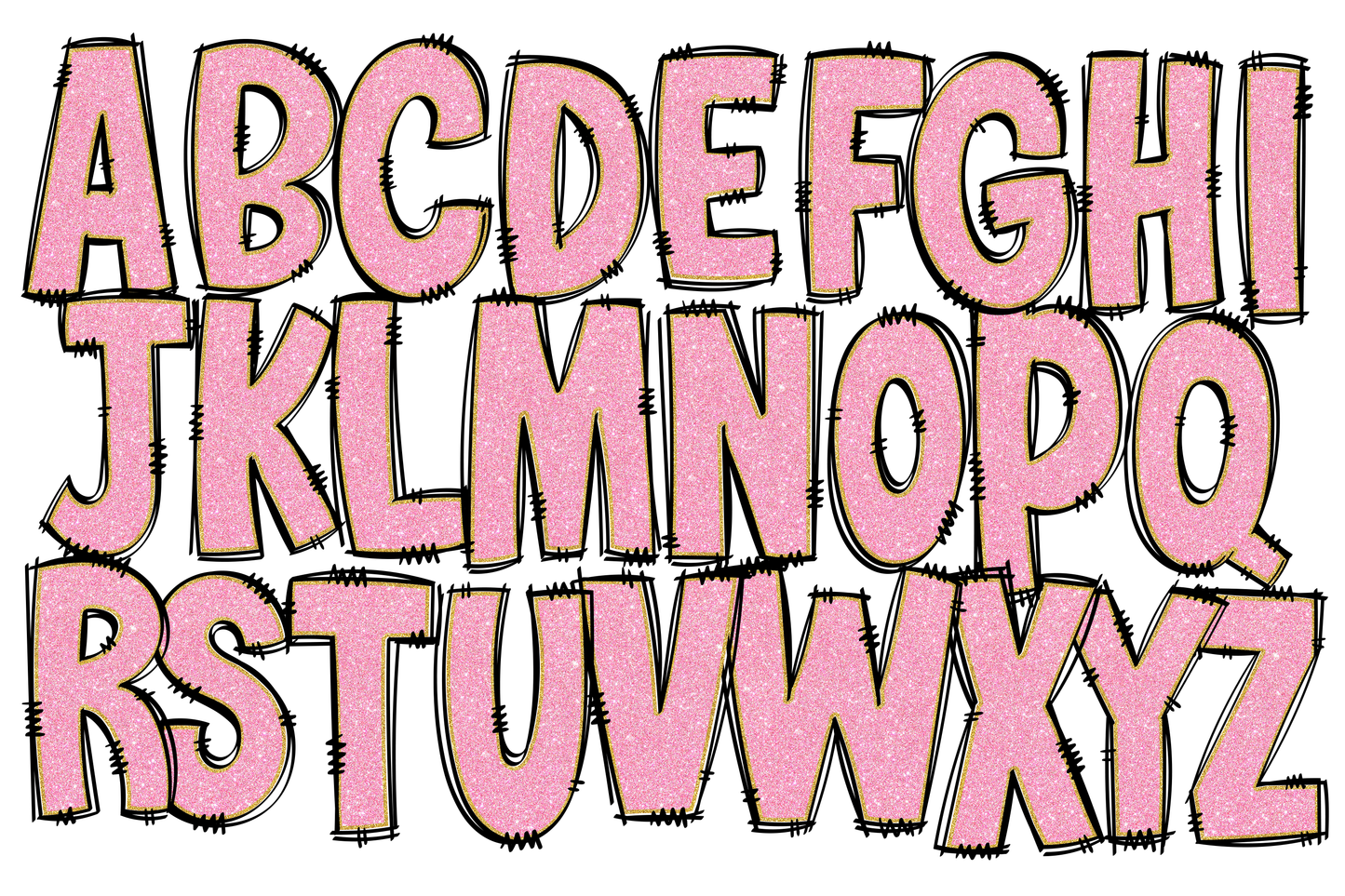 Barbie Alphabet Doodle Letters with Matching Clip Art.