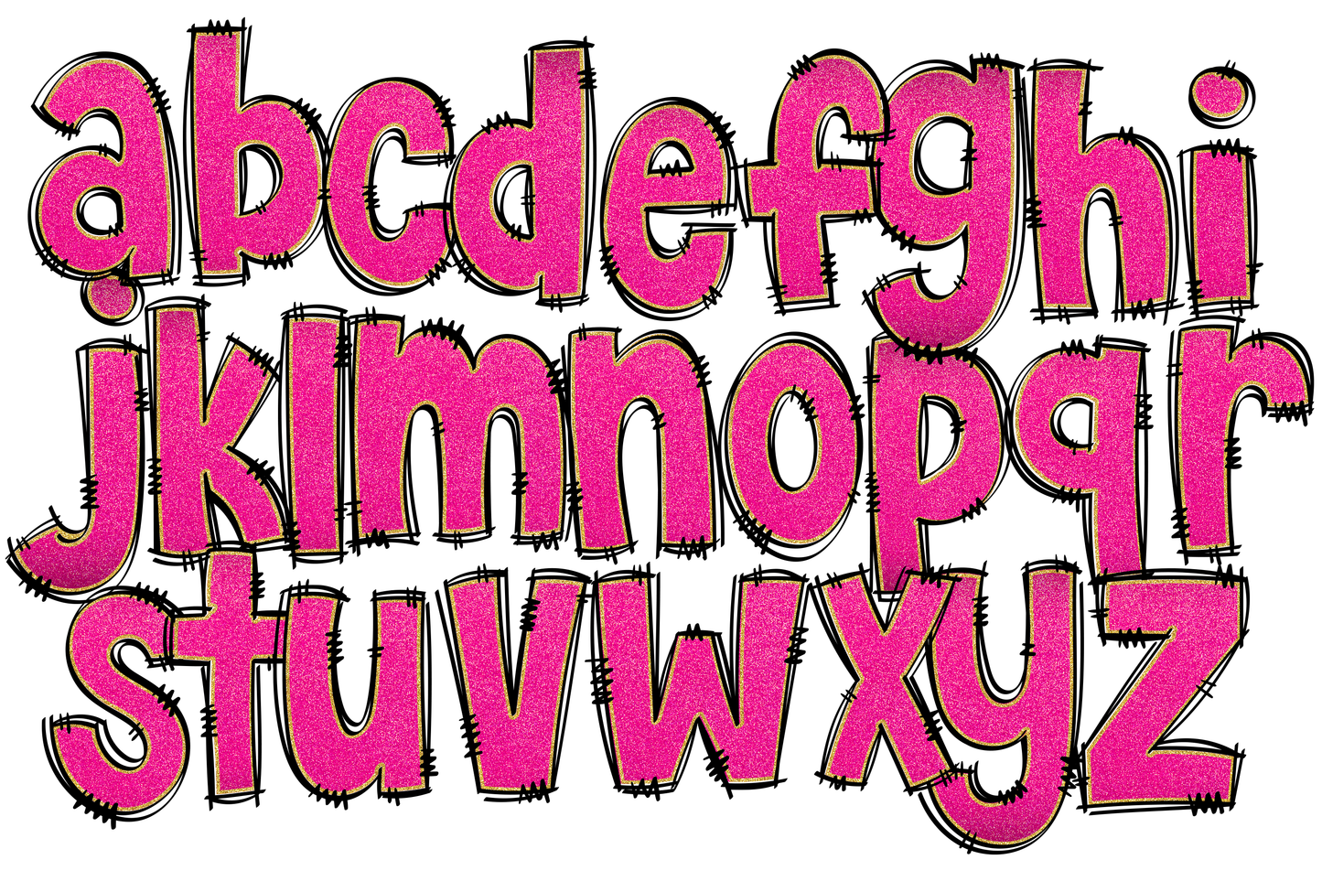 Barbie Alphabet Doodle Letters with Matching Clip Art.
