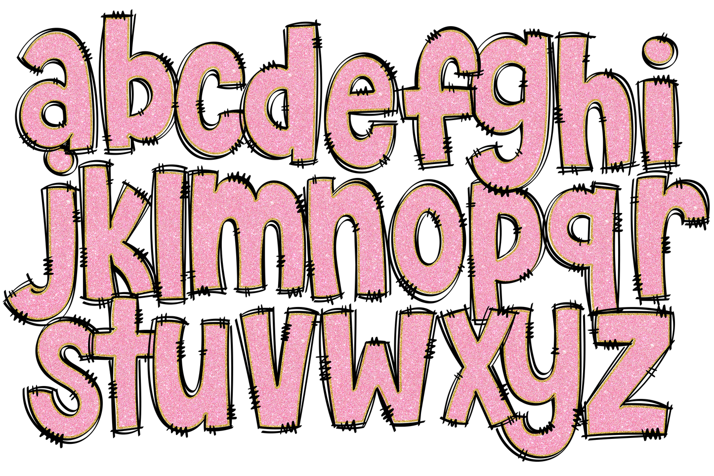 Barbie Alphabet Doodle Letters with Matching Clip Art.