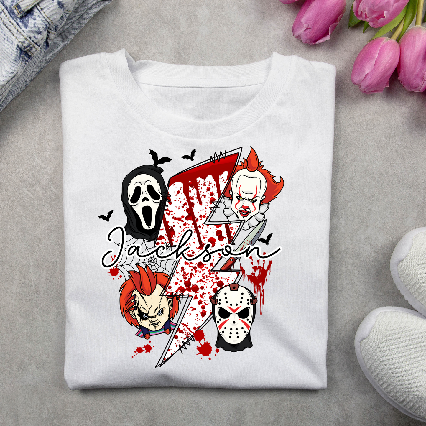 EDITABLE Bloody Horror Halloween Doodle Letter, CANVA TEMPLATE, Make your Own Name, Personalise Custom Name Design for Halloween Trick or Treat Tote Bags