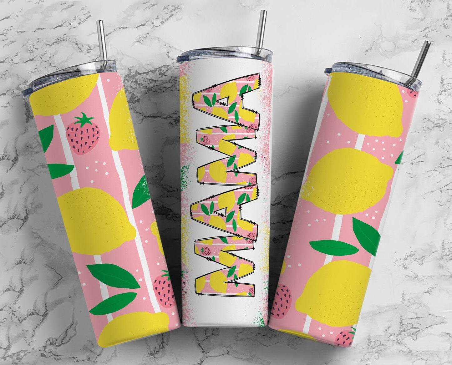 Lemon Mama Seamless 20oz Sublimation Tumbler, Mothers Day Straight tumbler, Mama Tumbler, Seamless Tumbler Mom Tumbler Wrap PNG