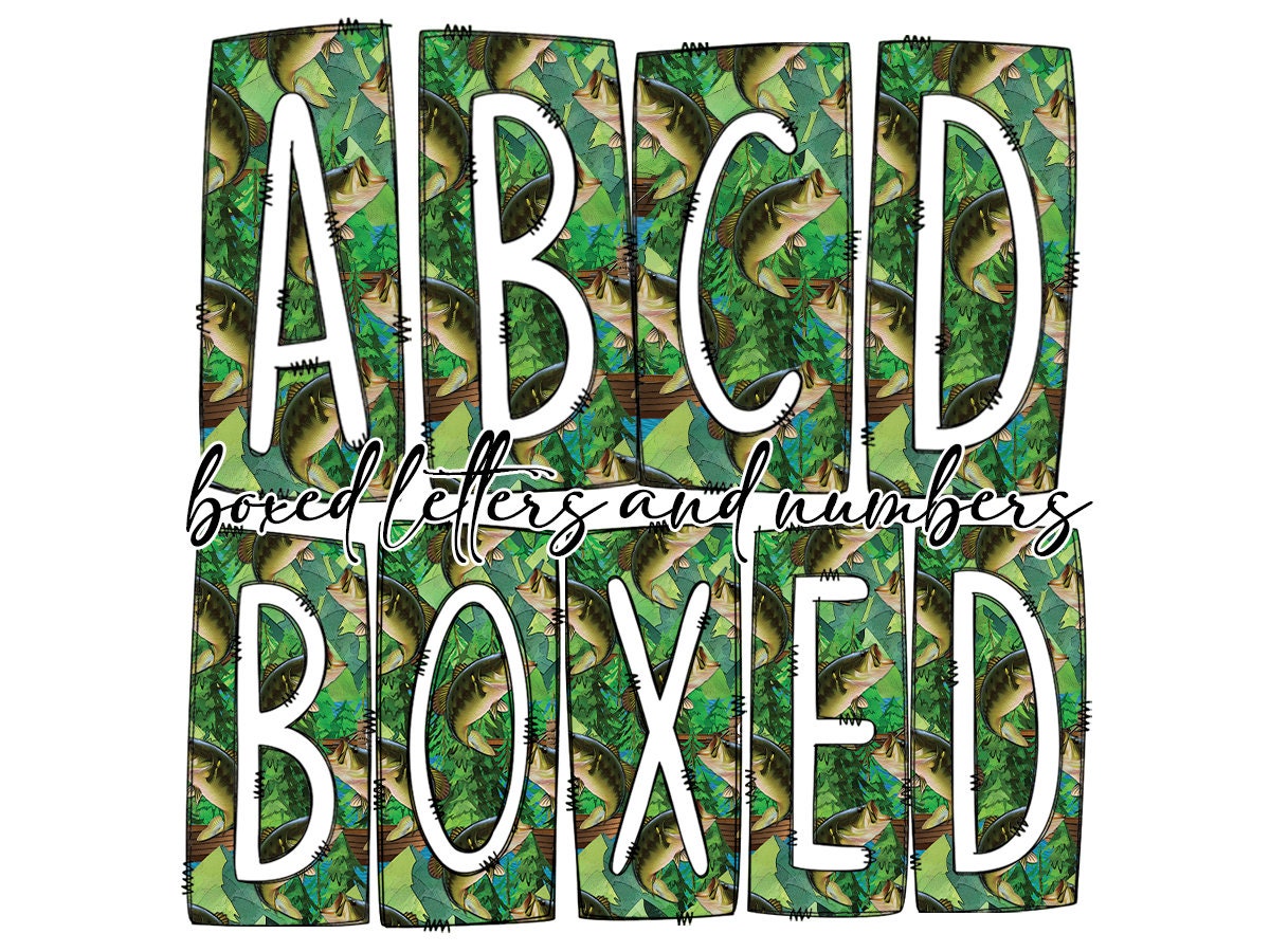Fishing Box Doodle Letters, Fish Western Hand Drawn Doodle Alphabet Set, Sublimation Designs PNG - 70 PATTERN