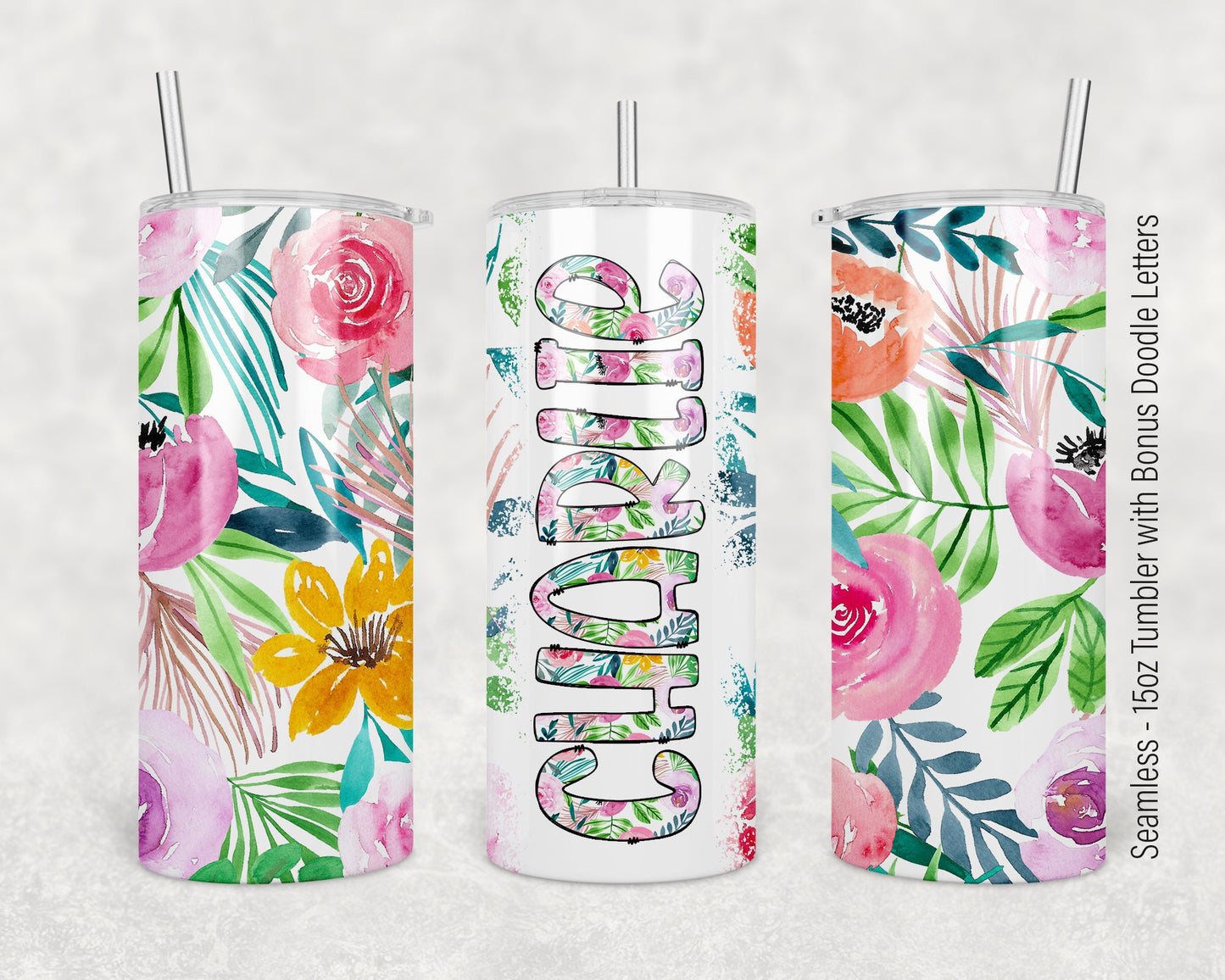 15oz Tumbler Wrap with Matching Doodle Letters, Hand drawn Alphabet, Kids Tumbler Sublimation PNG - Pattern 122
