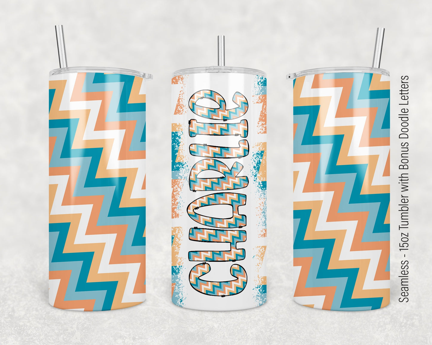 15oz Tumbler Wrap with Matching Doodle Letters, Hand drawn Alphabet, Kids Tumbler Sublimation PNG - Pattern 172