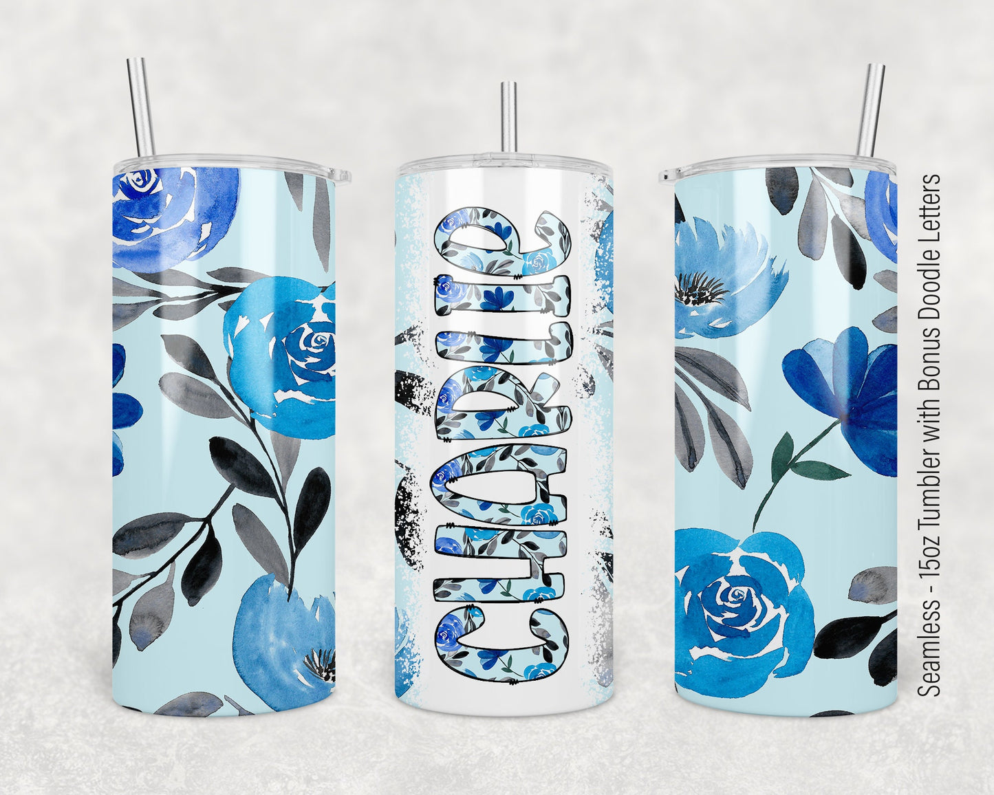 15oz Tumbler Wrap with Matching Doodle Letters, Hand drawn Alphabet, Kids Tumbler Sublimation PNG - Pattern 123
