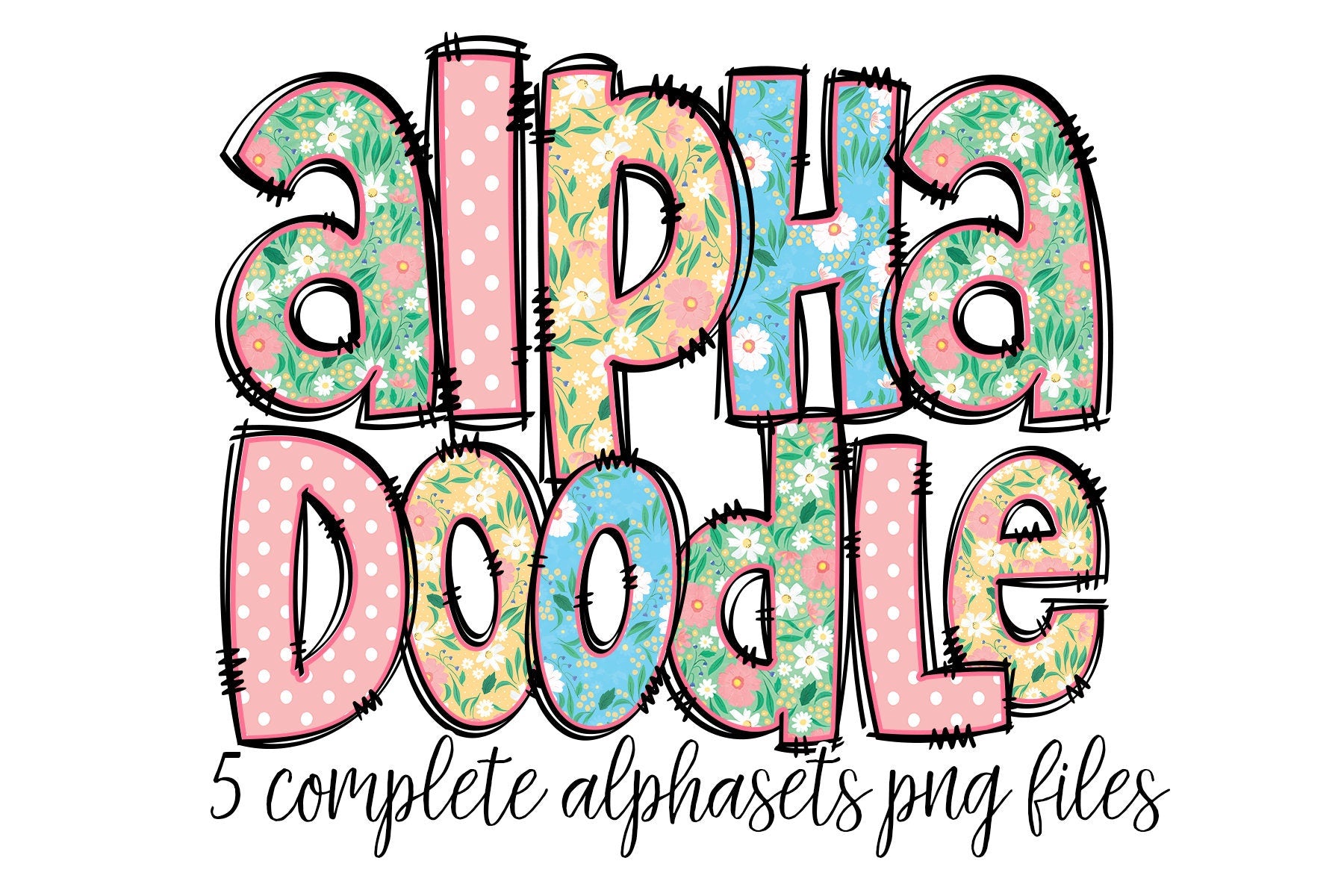 Spring Floral Alphabet Letters PNG Bundle, Summer Mothers Day Flower W –  The Doodle Letter Store