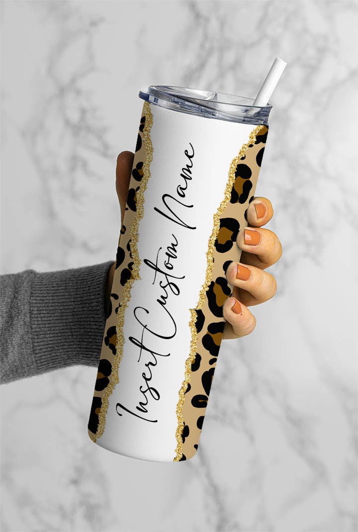 Leopard Seamless Add Your Own Text, Cheetah 20oz Sublimation Tumbler Design, Skinny Straight Tumbler, Animal Print, Digital Download PNG