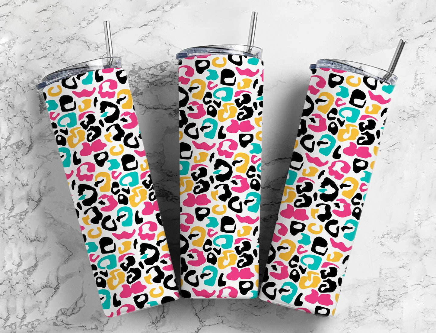 Leopard Color Sublimation Bundle, Journal Template, 20oz Tumbler Design, Pen Wrap Water Slide Epoxy Waterslide Pen Wrap PNG