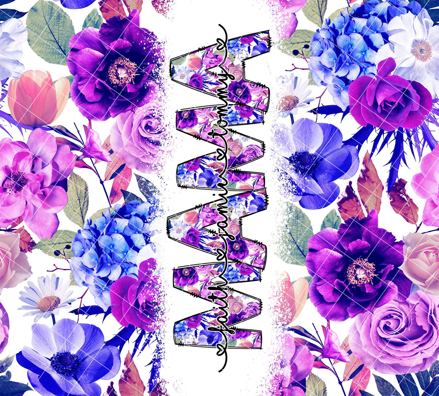 Purple Floral Editable Kids Names Mom Tumbler Wrap, Edit in Photoshop Tutorial Included, Mom Sublimation 20oz Tumbler Designs PNG