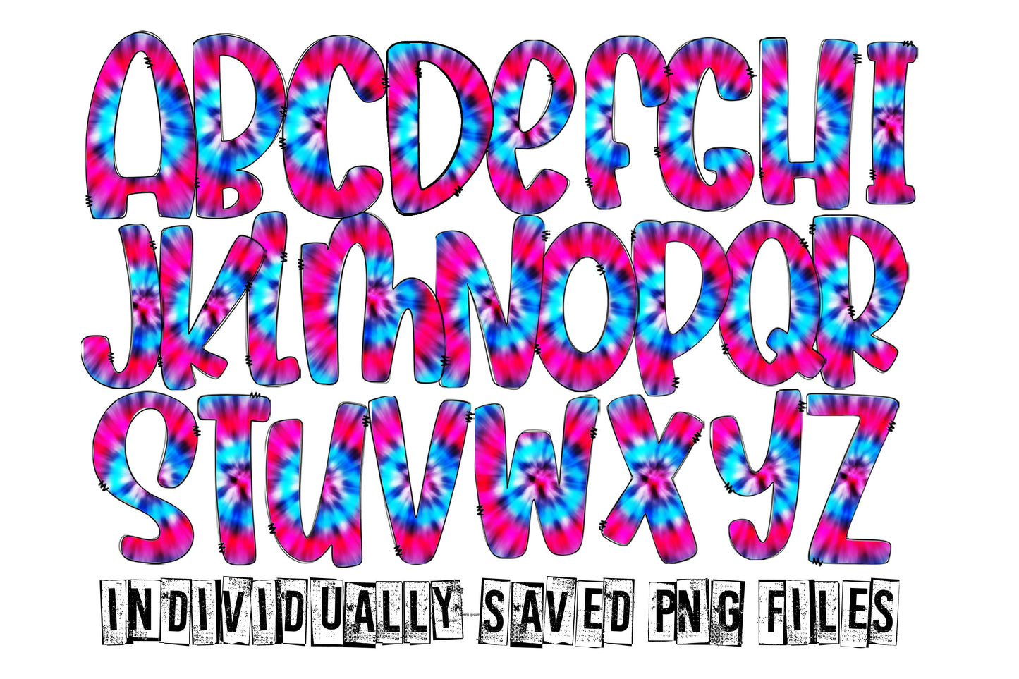 20oz Tumbler Wrap with Matching Doodle Letter Alphabet PNG DESIGN 86