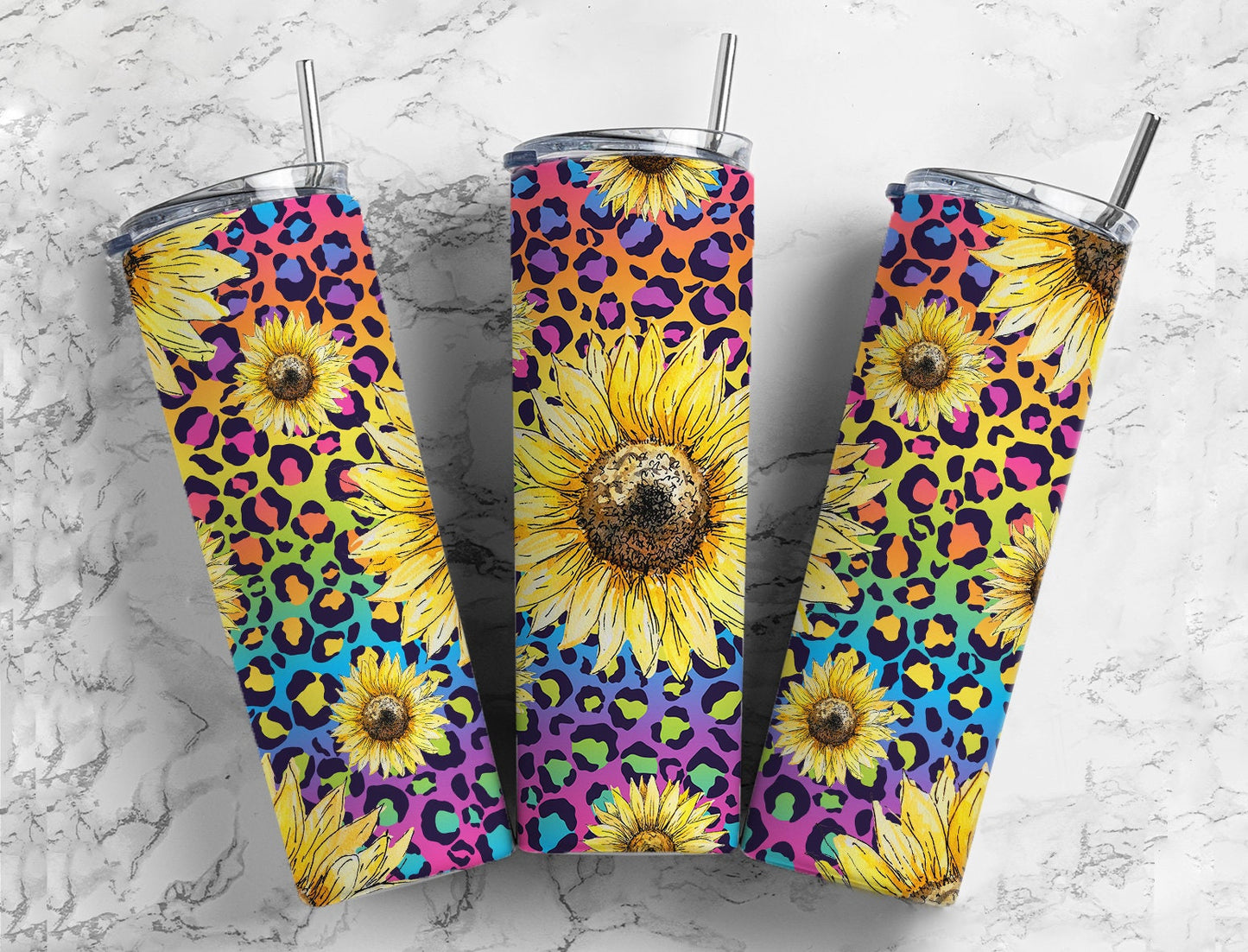 Neon Leopard Print Sunflowers