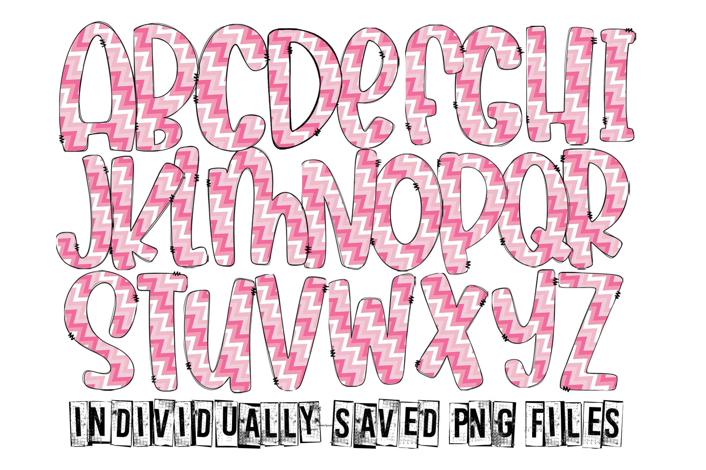 15oz Tumbler Wrap with Matching Doodle Letters, Hand drawn Alphabet, Kids Tumbler Sublimation PNG - Pattern 165