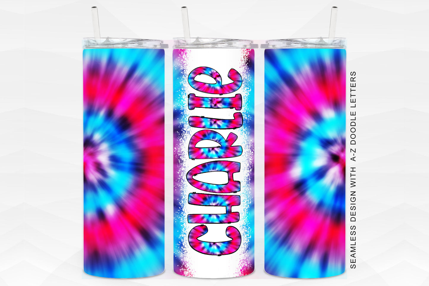 20oz Tumbler Wrap with Matching Doodle Letter Alphabet PNG DESIGN 86