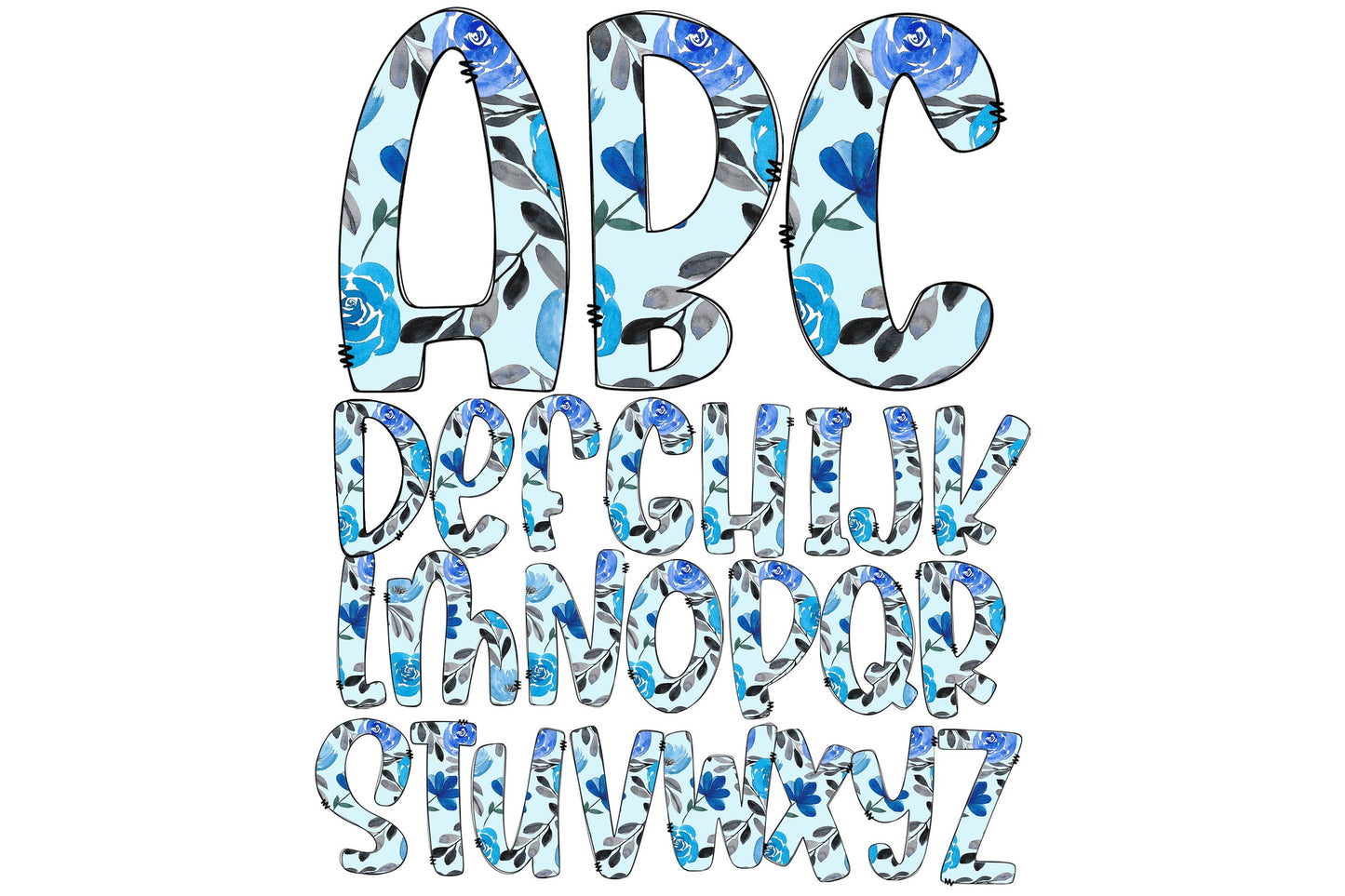 15oz Tumbler Wrap with Matching Doodle Letters, Hand drawn Alphabet, Kids Tumbler Sublimation PNG - Pattern 123