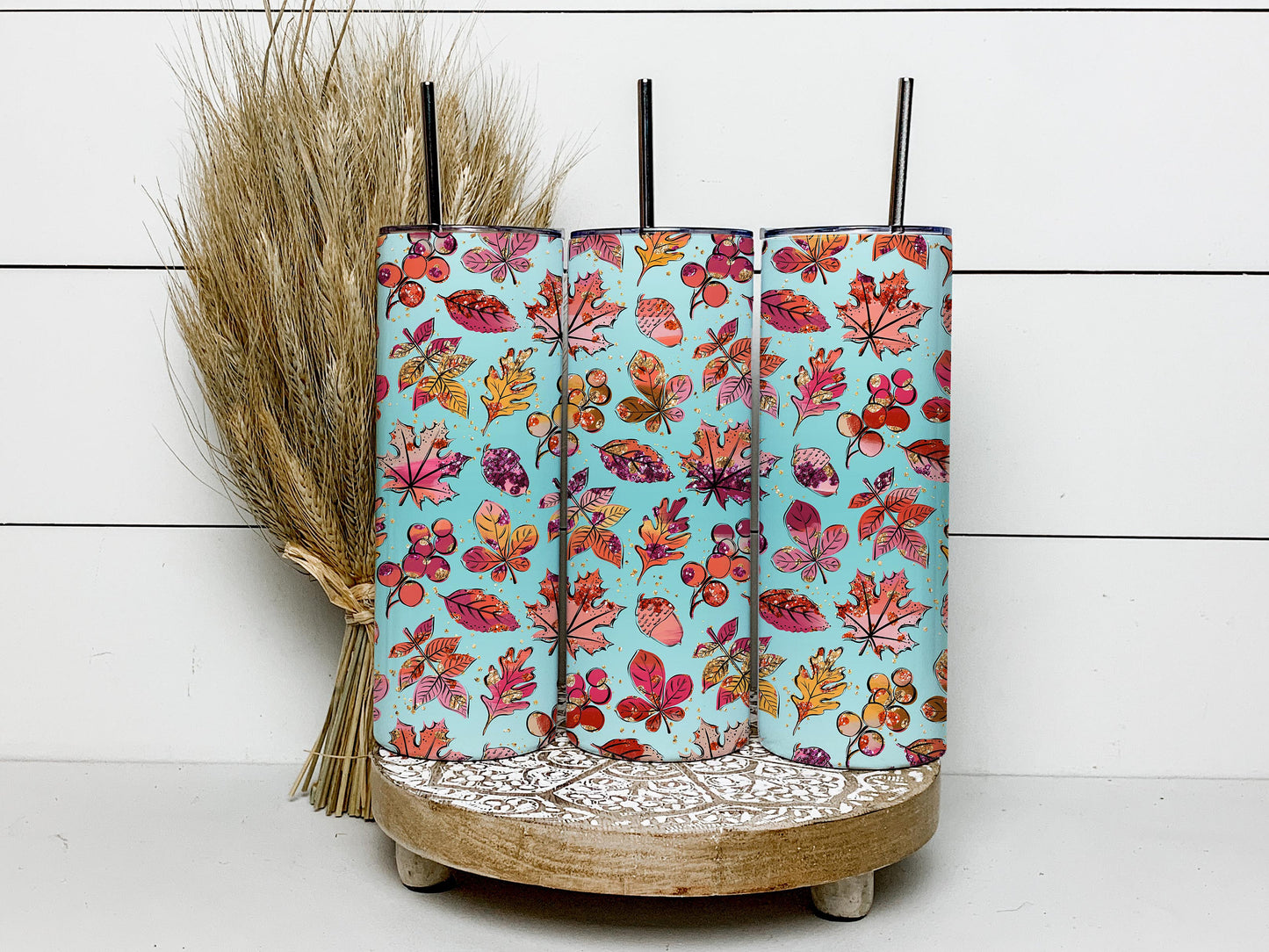 Autumn Leaves, Fall Design, Autumn Background 20oz Tumbler Wrap, Seamless Skinny Tumbler, Sublimation Design PNG - 452