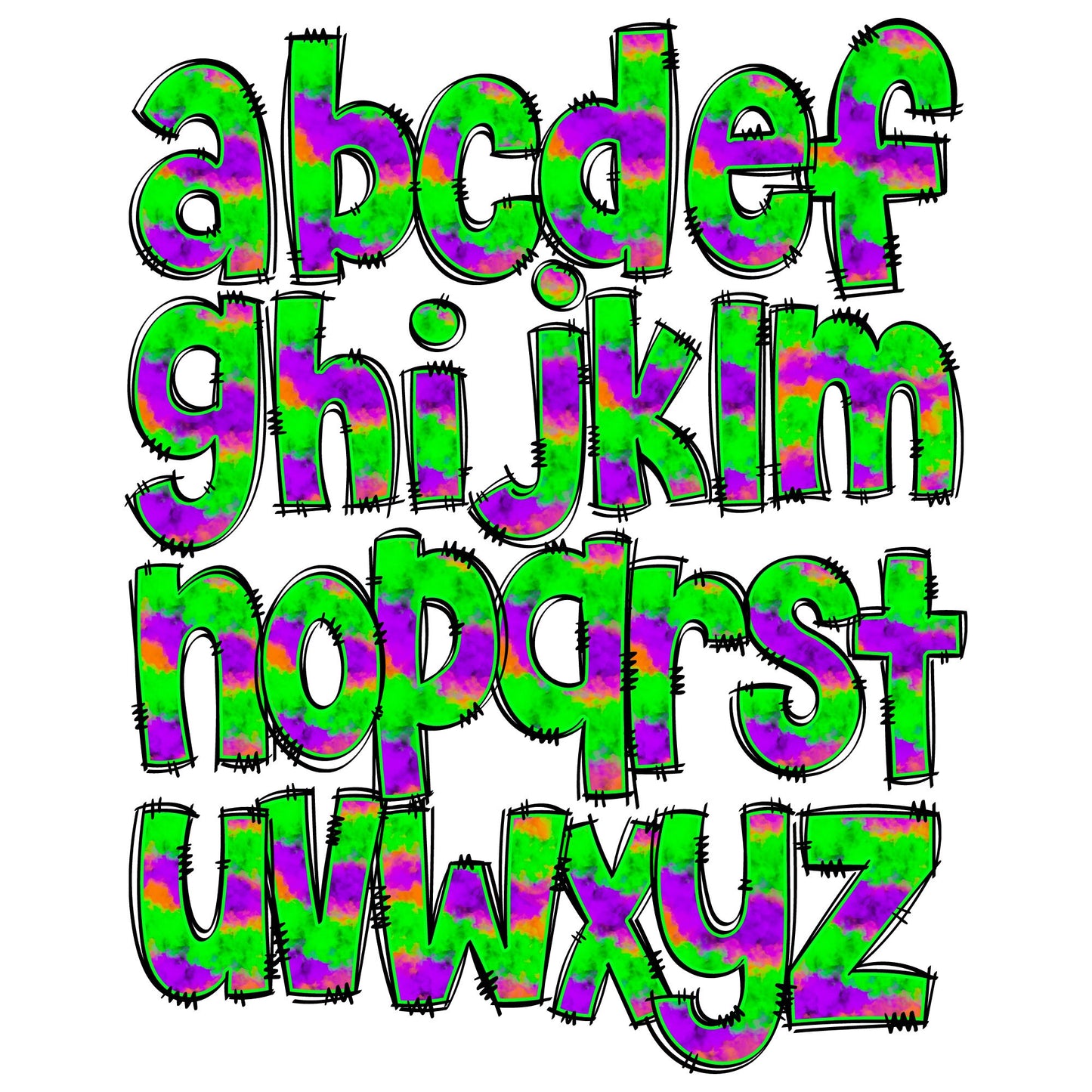 Halloween Doodle letters with Clip Art PNG Files, Make your own Name, Doodle Alpha Bundle, Halloween Clipart Alphabet Doodle Set PNG (2023-01-04 09.46.39)