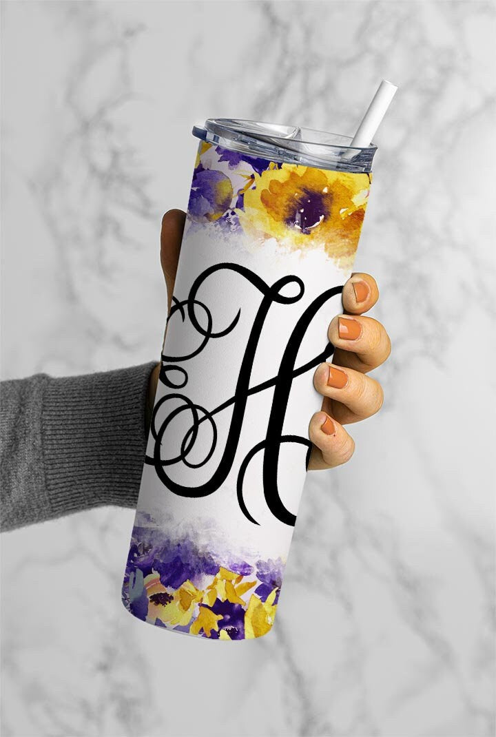 EDITABLE Floral Monogram 20oz Straight Tumbler Wrap Designs, Make Your Own Custom Peronalized Design, Flowers Easy Canva Tempalte (2023-01-04 09.59.01)