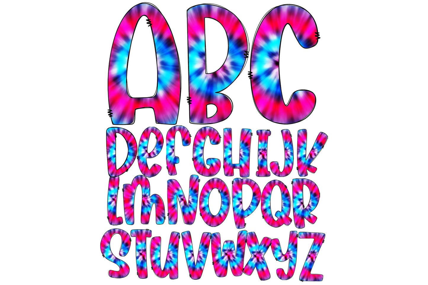 20oz Tumbler Wrap with Matching Doodle Letter Alphabet PNG DESIGN 86