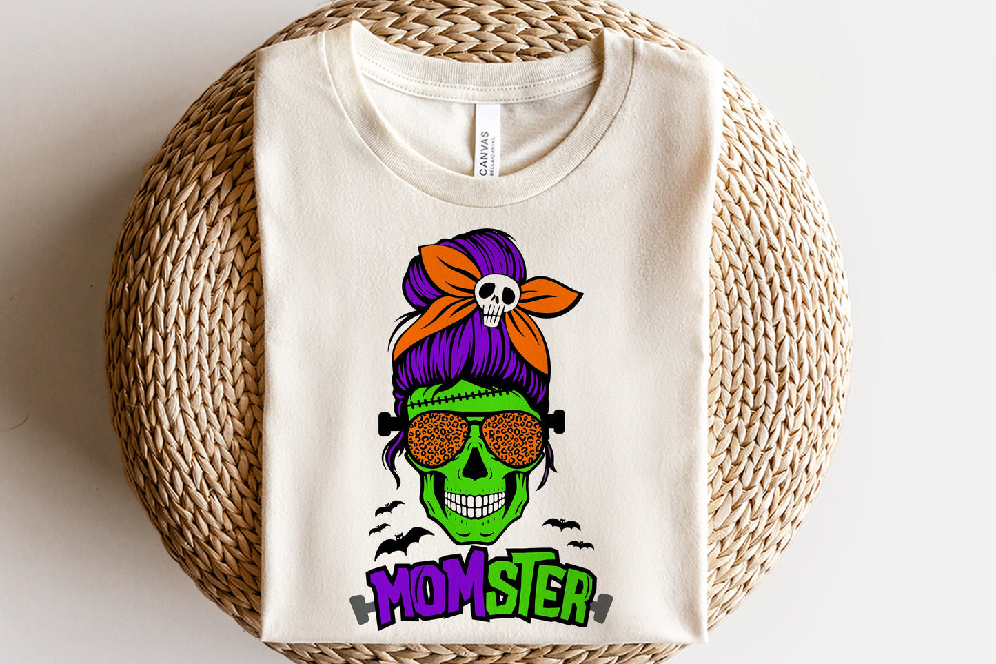 Halloween Mama Sublimation Design, Spooky Mama, Trick or Treat Sublimation Designs, Momster Mom Bun, Messy Bun PNG