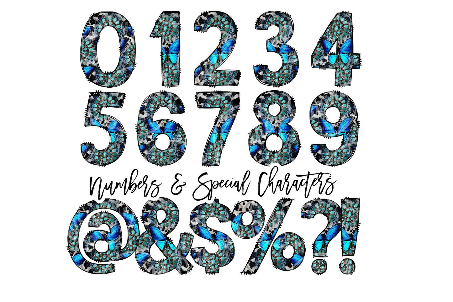 Tumbler + Doodle Letter Set, Add Your Own Name, Butterfly Cowhide Tumbler Design Seamless Country Sublimation Designs, Straight 20oz PNG