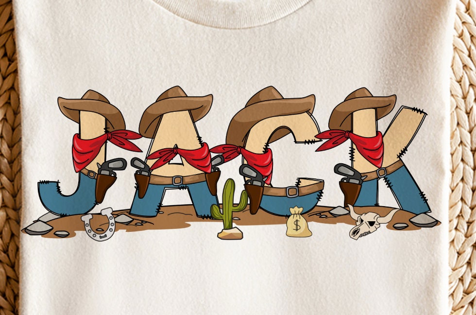 Cowboy Doodle letters with Clip Art PNG Files, Make your own Name, Doodle Alpha Bundle, Country Western Clipart Alphabet Doodle Set PNG