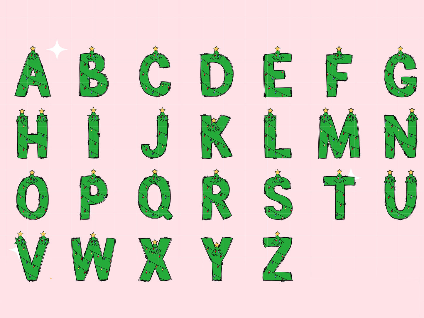 Christmas Clip Art & Doodle Letters and Numbers, Uppercase Alphabet Set, 2022 Christmas Sublimation Letters, Santa Elf Xmas Holidays PNG