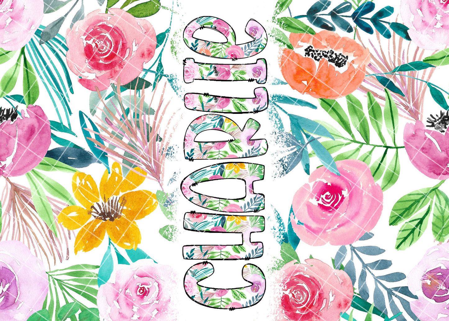 15oz Tumbler Wrap with Matching Doodle Letters, Hand drawn Alphabet, Kids Tumbler Sublimation PNG - Pattern 122