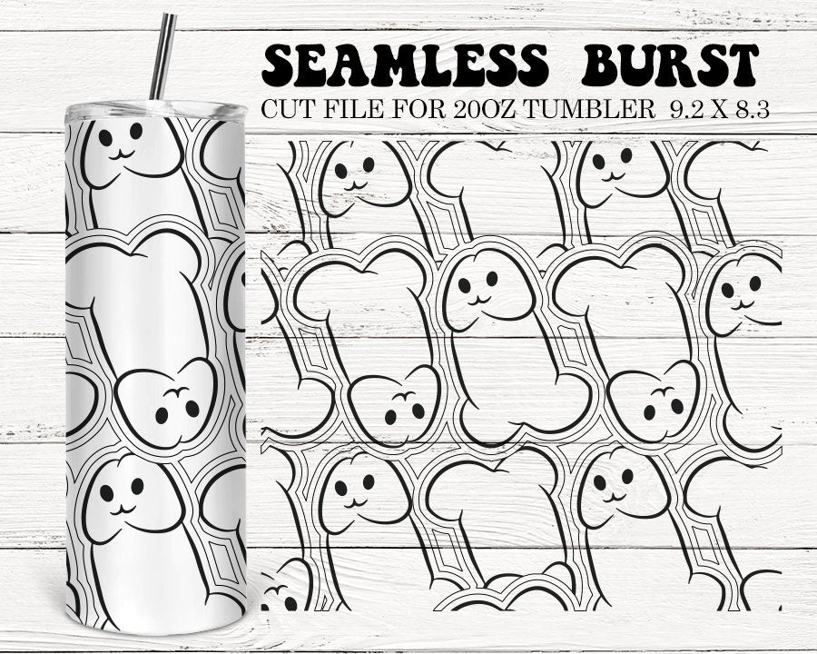 Penis Burst SVG Template, Funny Adult 18+ Kawaii Seamless Burst Template, Peekaboo Designs, Scratch Tape, Glitter Tumbler Designs PNG DXF