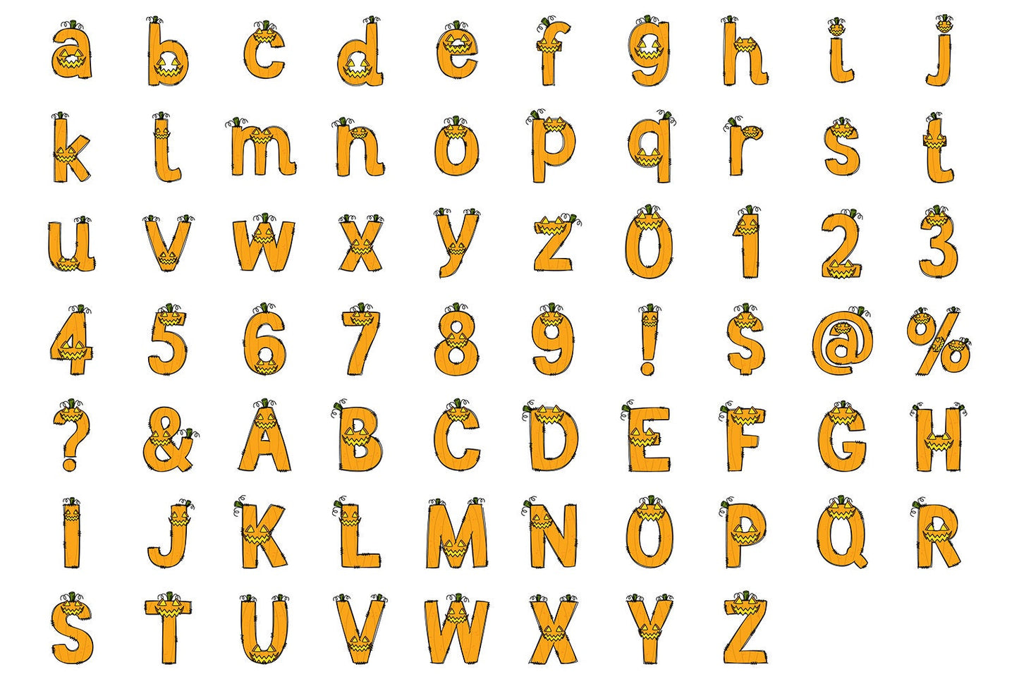 Halloween Doodle letters, Spooky Sublimation Font, Witch Pumpkin Doodle Alpha Bundle, Scary Frankenstein Numbers & Alphabet Doodle Set PNG