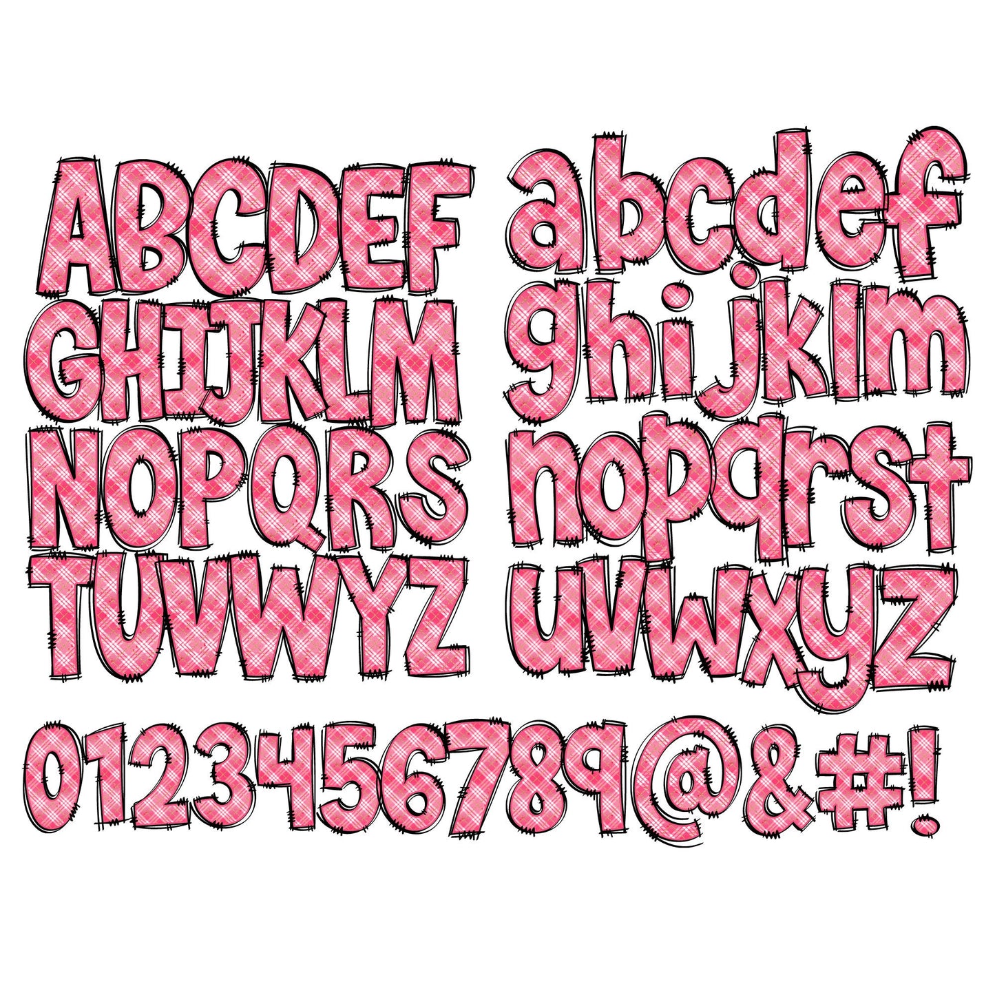 Valentines Doodle letters with Clip Art PNG Files, Make your own Name, Doodle Alpha Bundle, Valentines Day Clipart Alphabet Doodle Set PNG