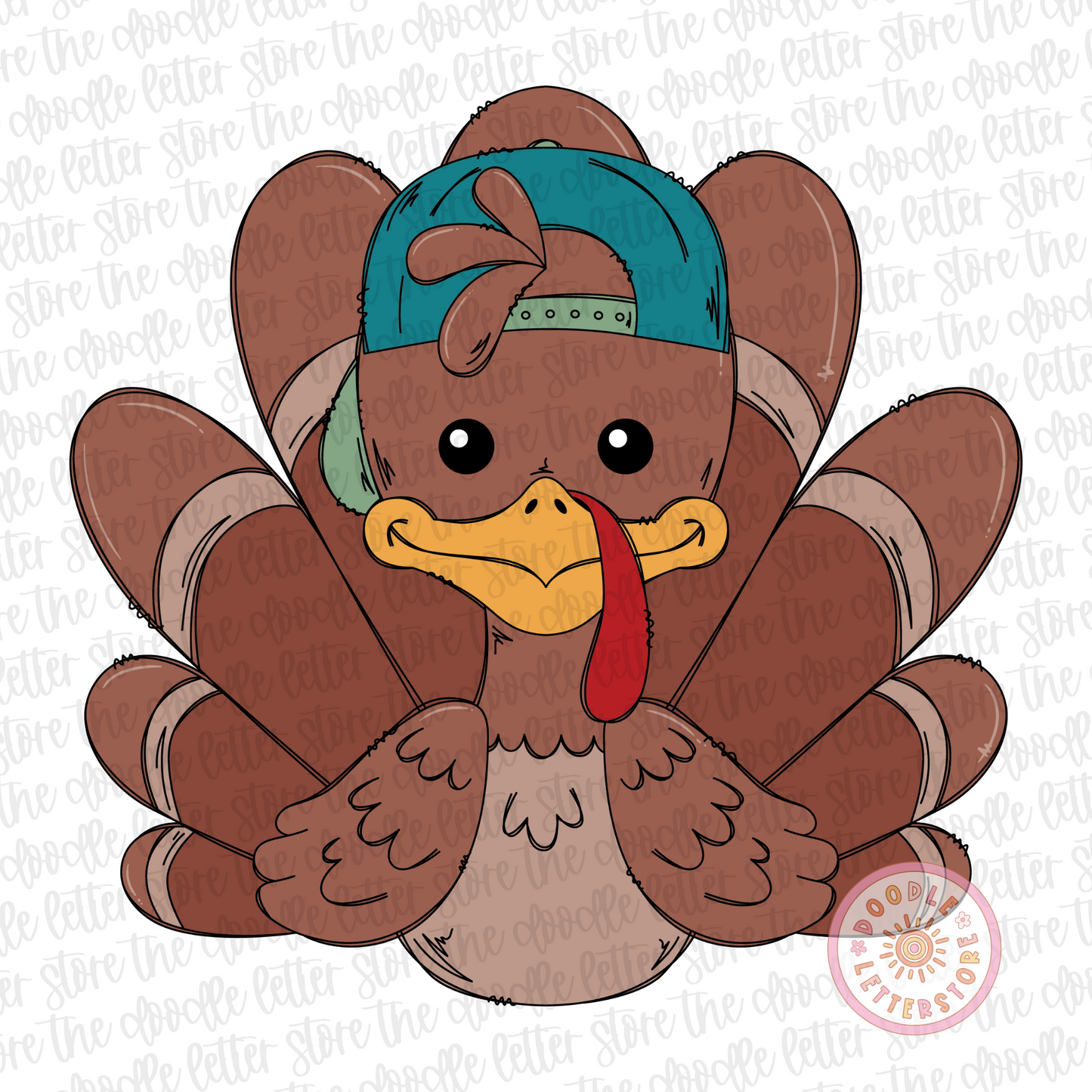 Boy Turkey PNG, Thanksgiving Turkey In Hat Sublimation File, Boys Thanksgiving T Shirt Design, Hand Drawn Clip Art Popular, Trending Kids