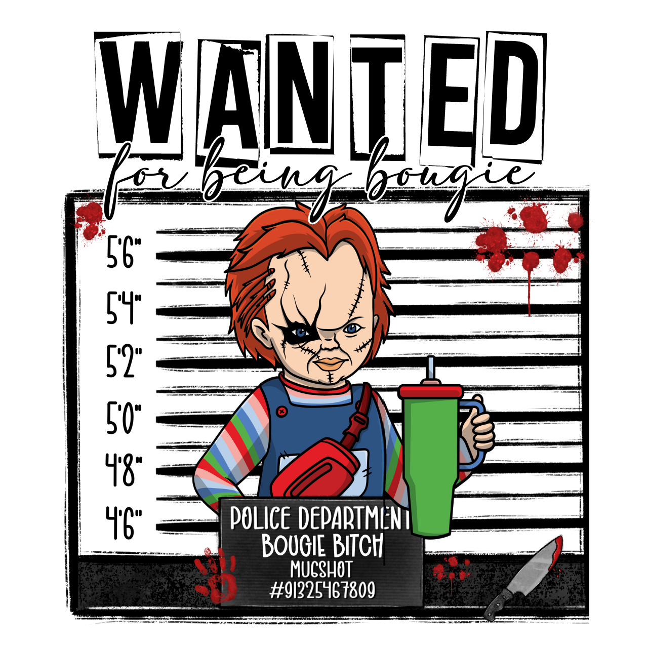 Wanted for Being Bougie, Horror Lovers, True Crime Obssessed Bum Bag 40oz Tumbler, Boo-jie, Sublimation Graphics Funny Mama Shirt Design PNG