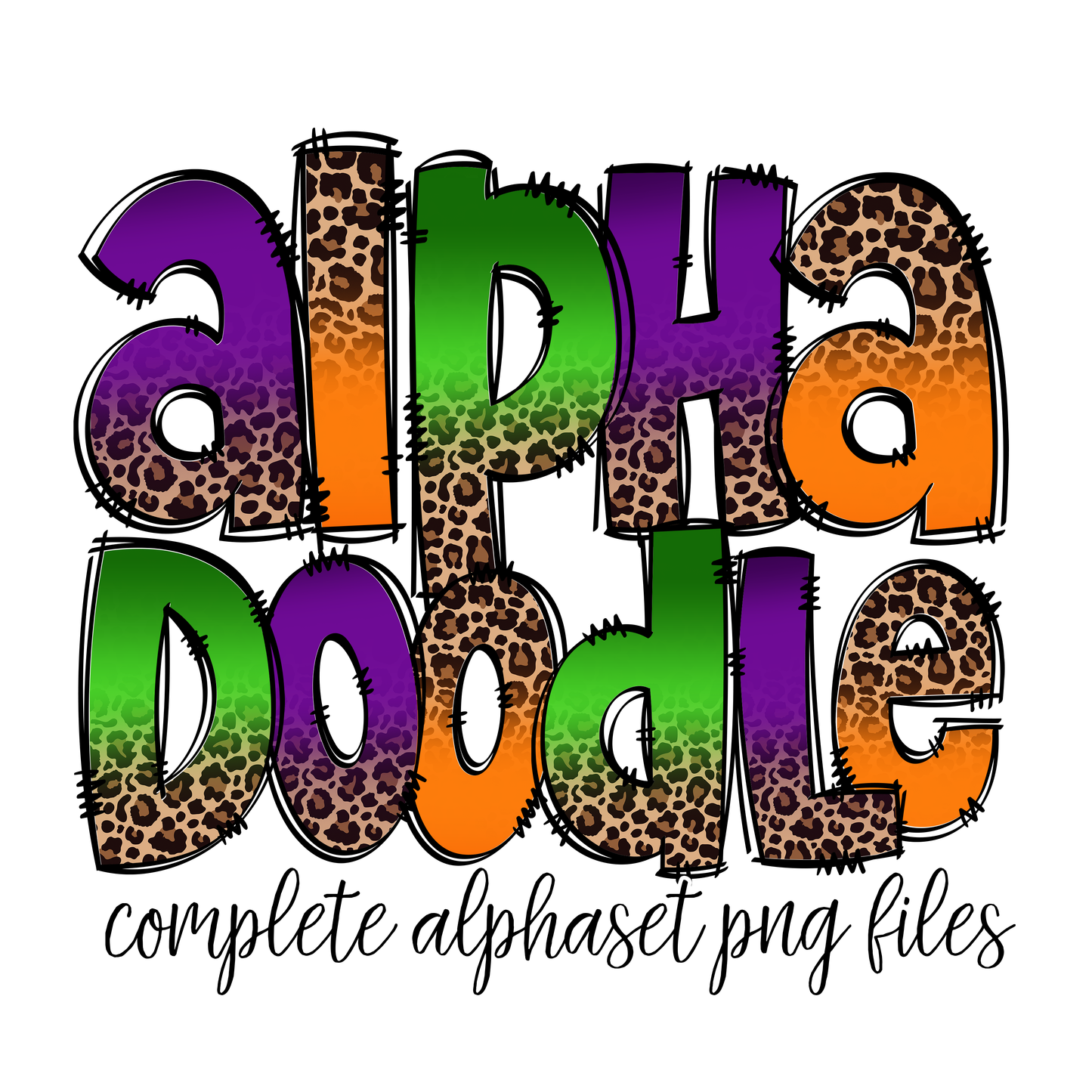 Exclusive Leopard Print Doodle Letters & Clip Art - Less the 10 Left