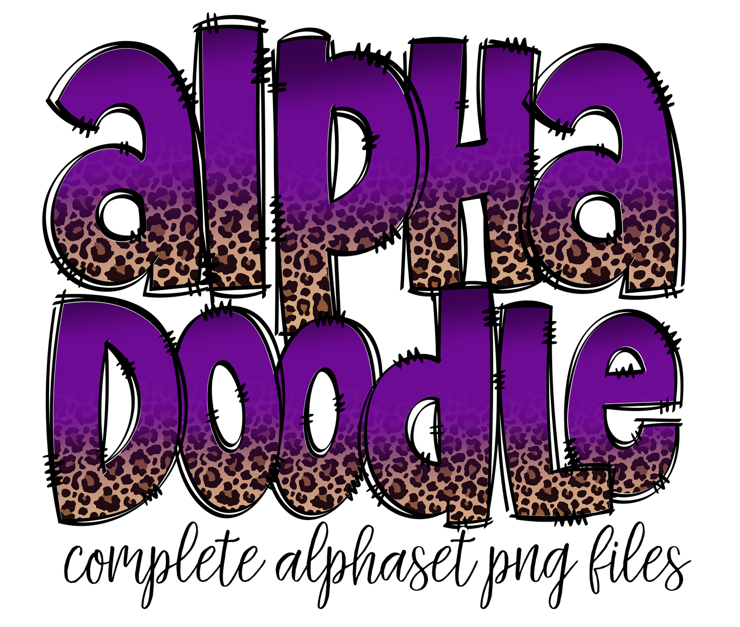 Exclusive Leopard Print Doodle Letters & Clip Art - Less the 10 Left