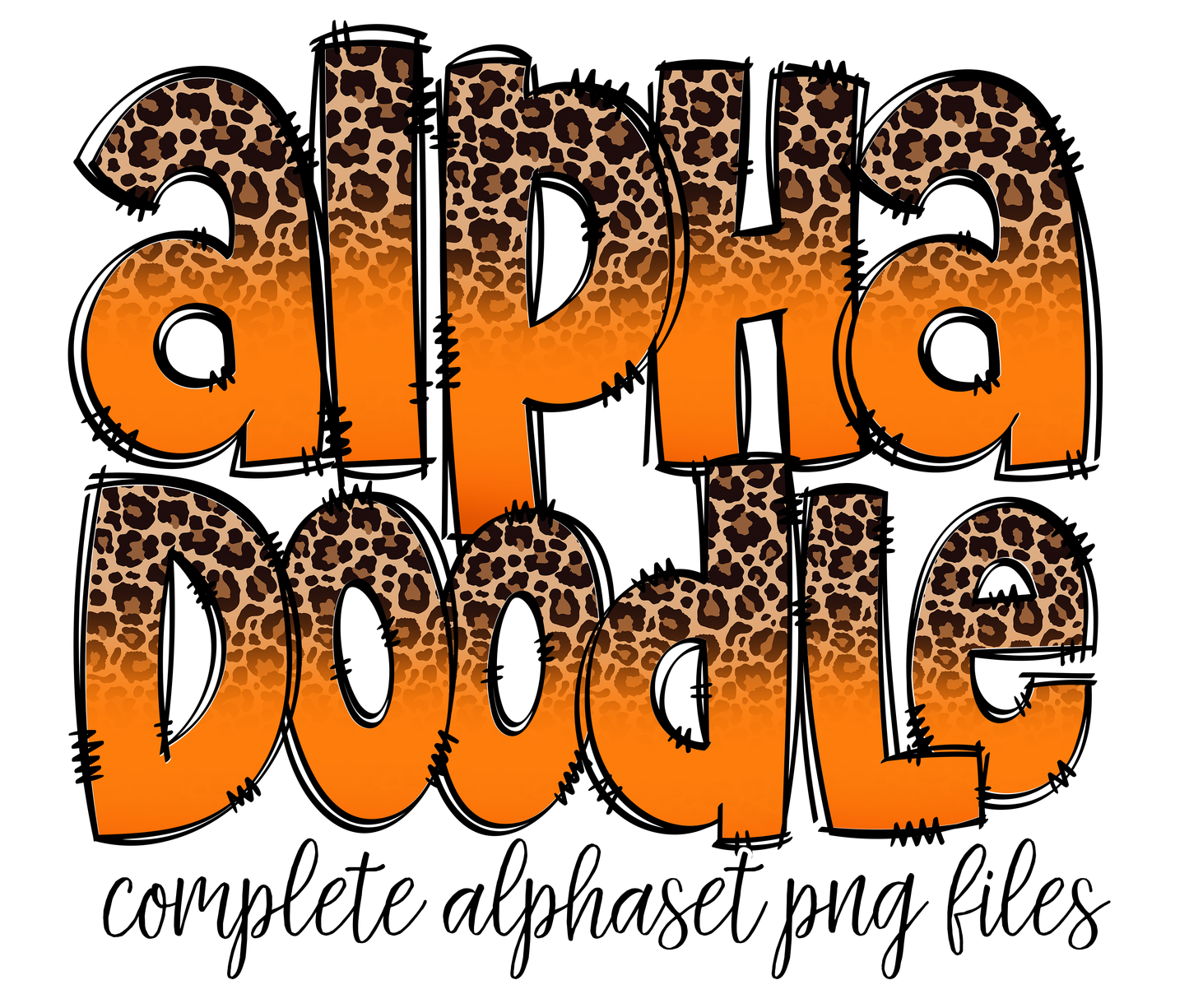 Exclusive Leopard Print Doodle Letters & Clip Art - Less the 10 Left