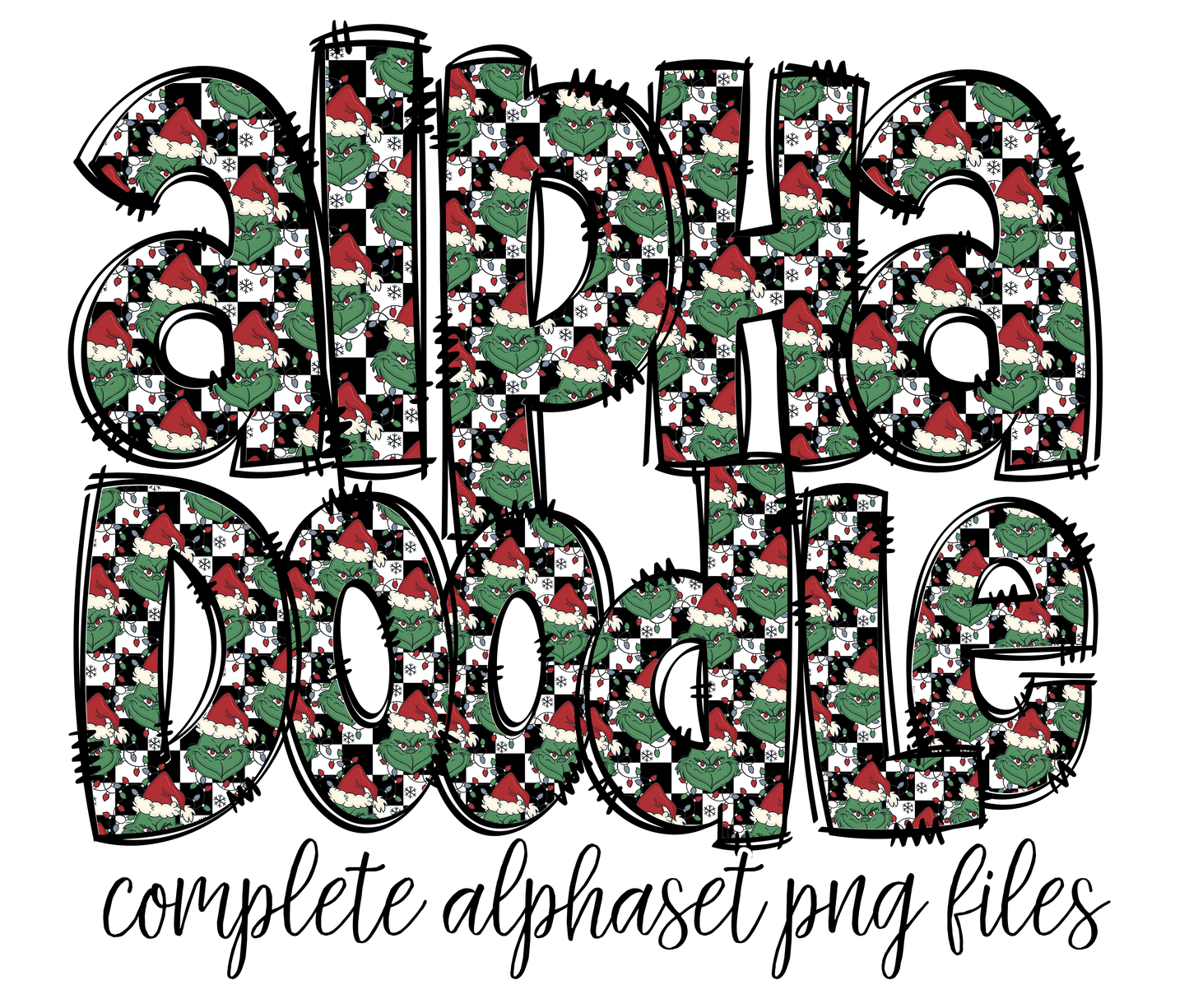 Cranky Christmas Alphabet Doodle Letters