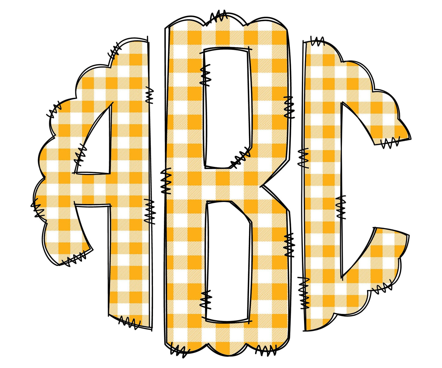 Sunflower Fall Monogram Letters, Boho Sublimation PNG Elements Hand Drawn Doodle Alpha Bundle, Spring Gingham Sublimation Font PNG Floral