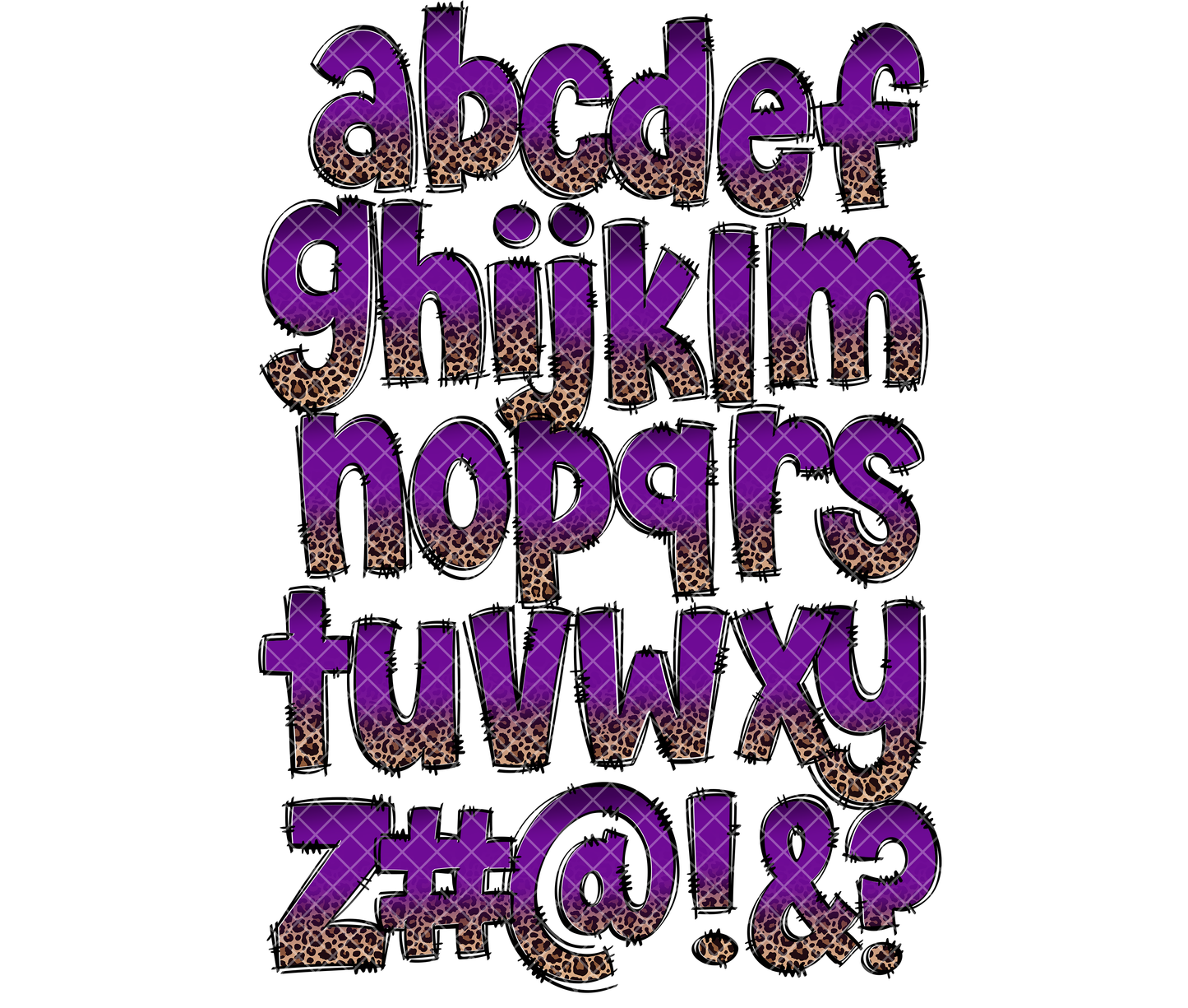 Exclusive Leopard Print Doodle Letters & Clip Art - Less the 10 Left