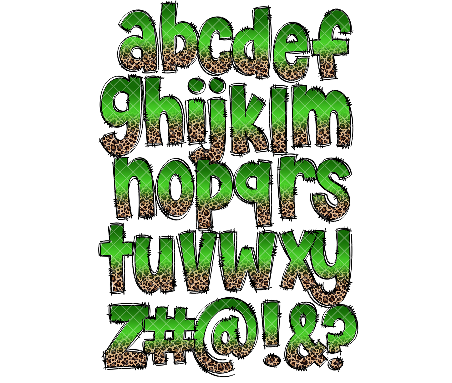 Exclusive Leopard Print Doodle Letters & Clip Art - Less the 10 Left