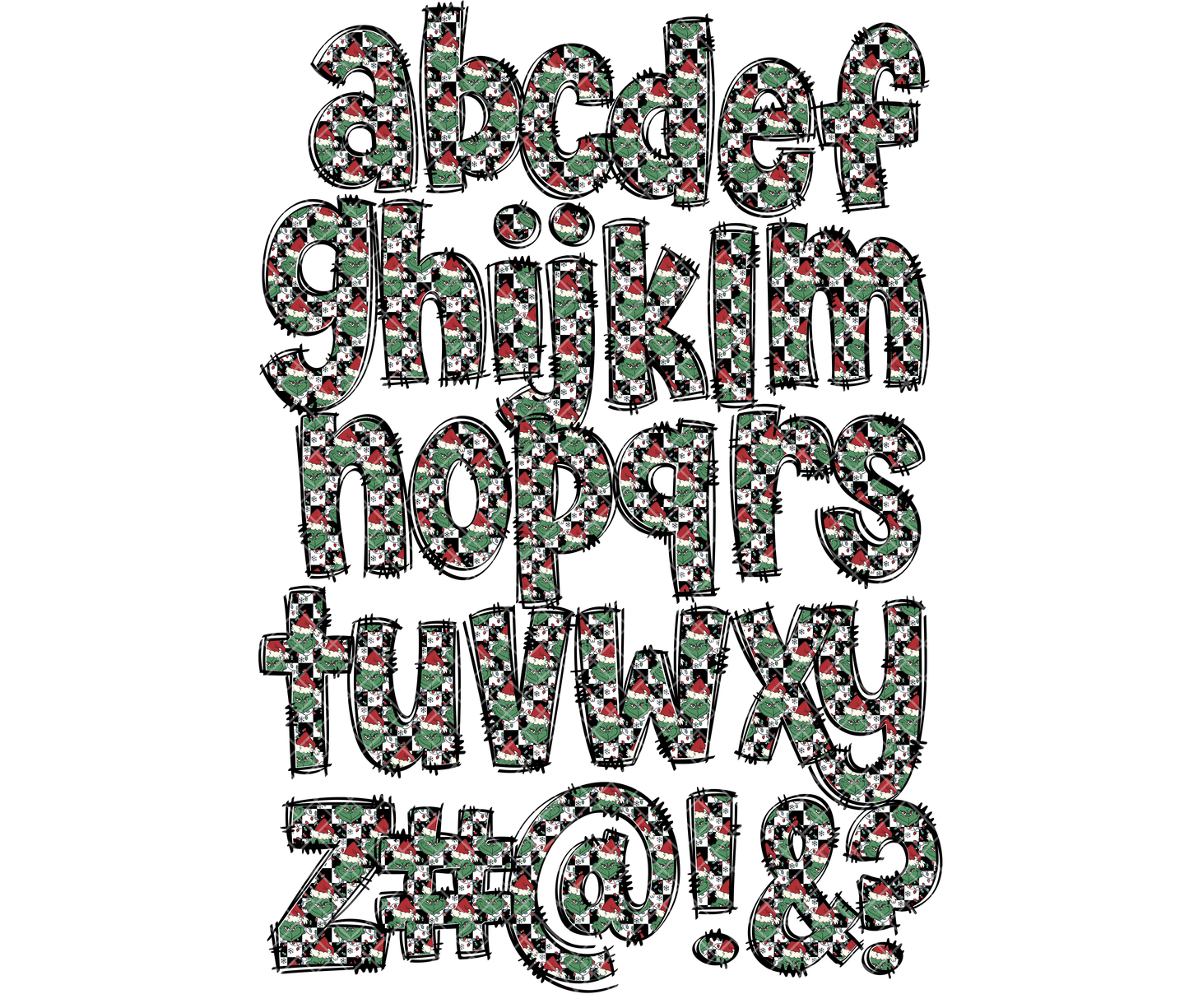 Cranky Christmas Alphabet Doodle Letters