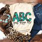 Leopard Turquoise Print Alphabet Letters Bundle, Cheetah Bleach Western, Hand Drawn Alphabet Doodle, Sublimation Alpha Set Designs PNG