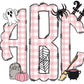 Pink Halloween Monogram Letters with Clip Art PNG, Fall Autumn Clipart Sublimation, Doodle Alpha Bundle, Trick or Treat Sublimation Font PNG