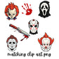 Horror Movie Lover with Clip Art PNG Files, Bloody Serial Killer Halloween Doodle Alpha Halloween Sublimation Alphabet Doodle Set PNG