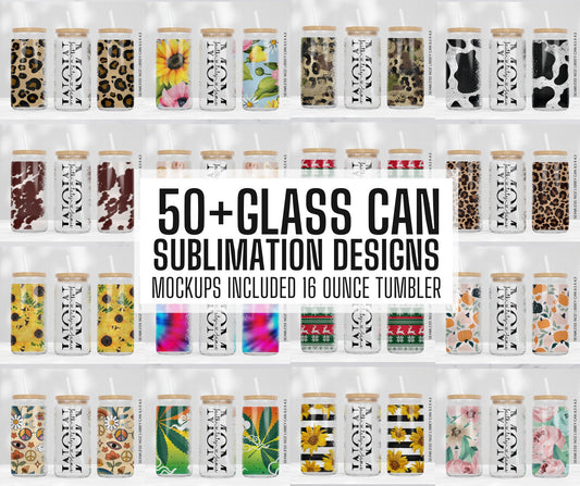 50+ MEGA BUNDLE 16oz Libbey Glass Can Tumbler Seamless Sublimation Designs, Glass Can Wrap png, Libbey Can Template, 16oz Libbey Wrap PNG