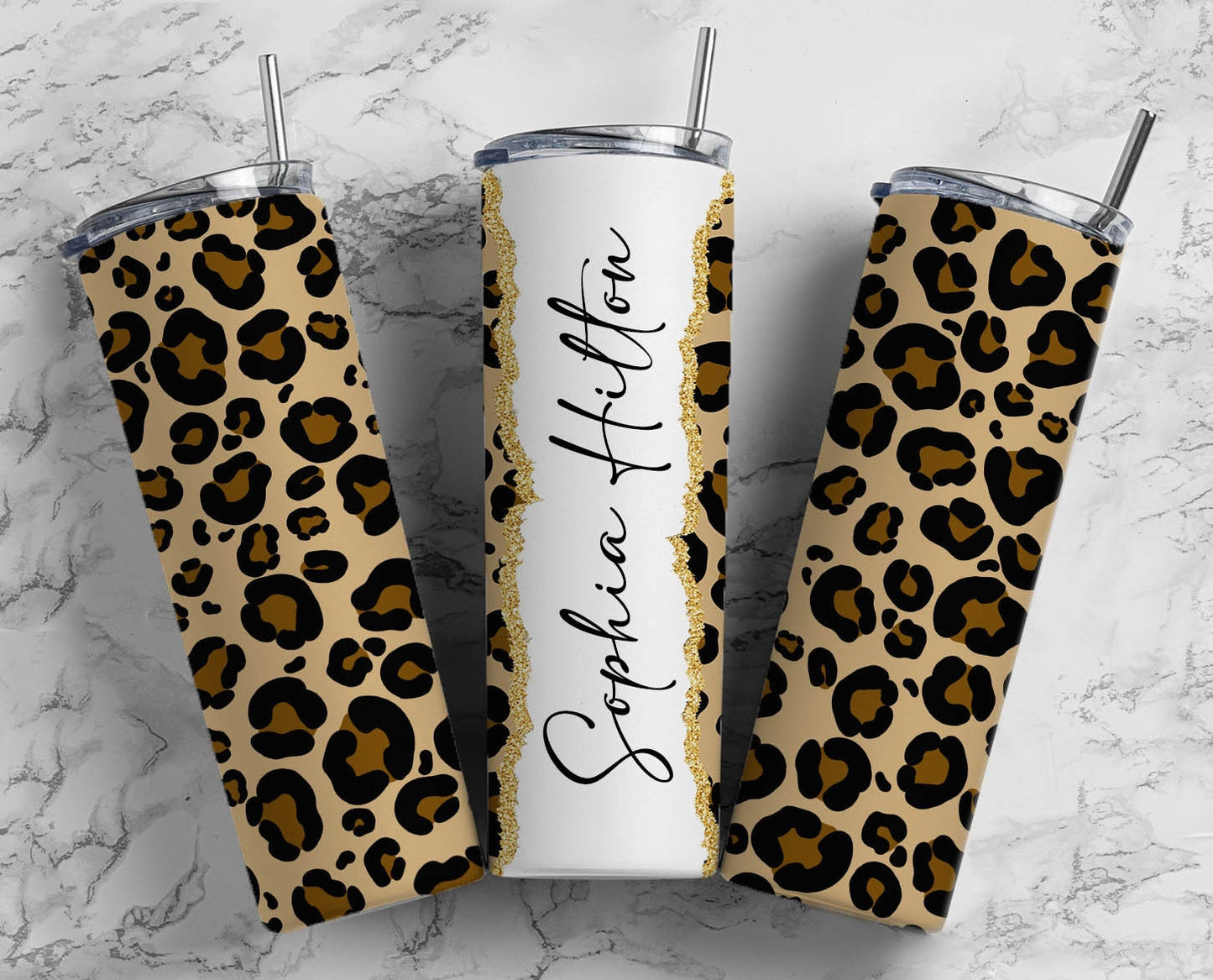 Leopard Seamless Add Your Own Text, Cheetah 20oz Sublimation Tumbler Design, Skinny Straight Tumbler, Animal Print, Digital Download PNG