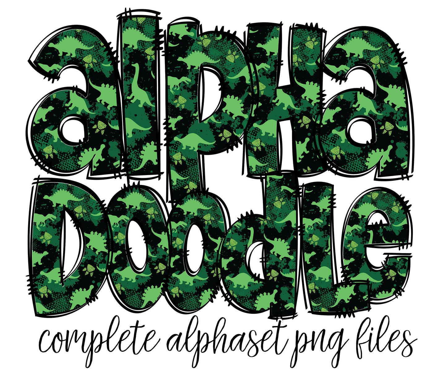 Dinosaur Doodle Alphabet Letters PNG Bundle, Kids Doodle Alphapack, Kids Pattern Design Hand Drawn Doodle, Sublimation Alpha Set Designs PNG