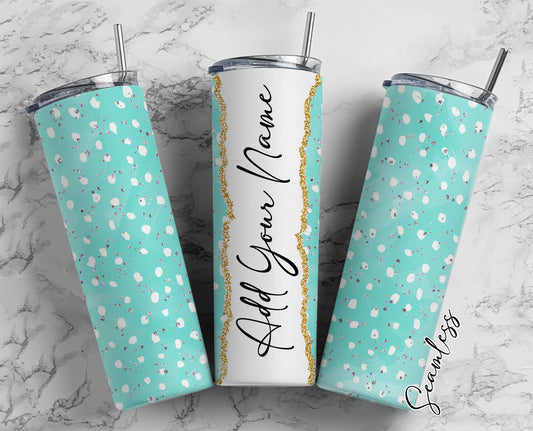 White Dots, Gold Dust, White Polka Add Your Own Name, 20oz Sublimation Tumbler Designs, Skinny Tumbler Wraps Template - 3