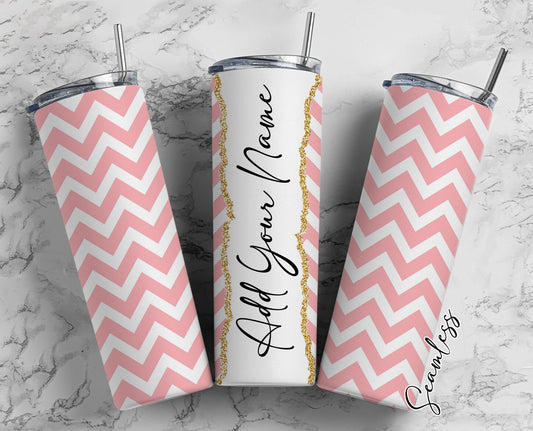 Pink Zigzag Seamless Add Your Own Name, 20oz Sublimation Tumbler Designs, Skinny Tumbler Wraps Template - 28 PATTERN